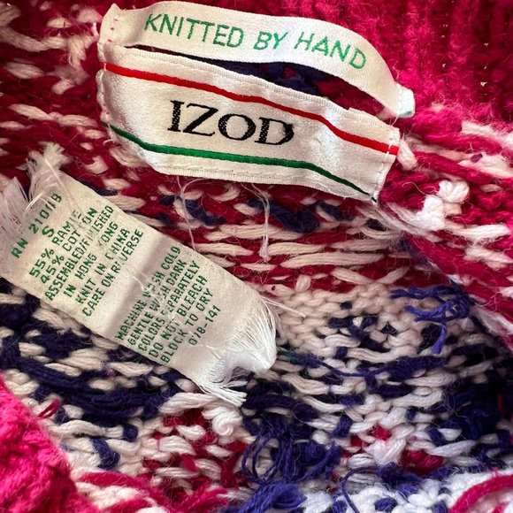 80's Izod Pullover - Pink Fair Isle - Size Small - Handknit - Picture 8 of 8